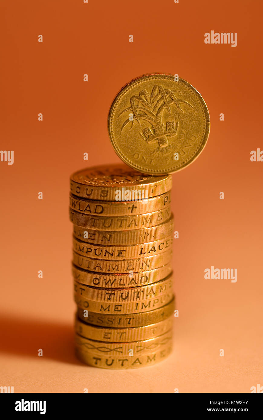 A pile of pound coins Stock Photo Alamy