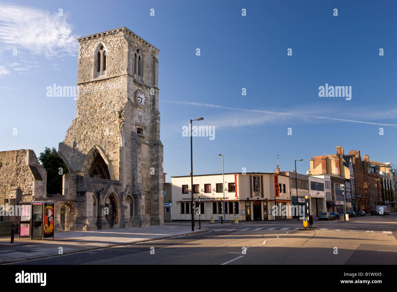The ruins of Holy Rood Church in Southampton High Street Hampshire England Stock Photo