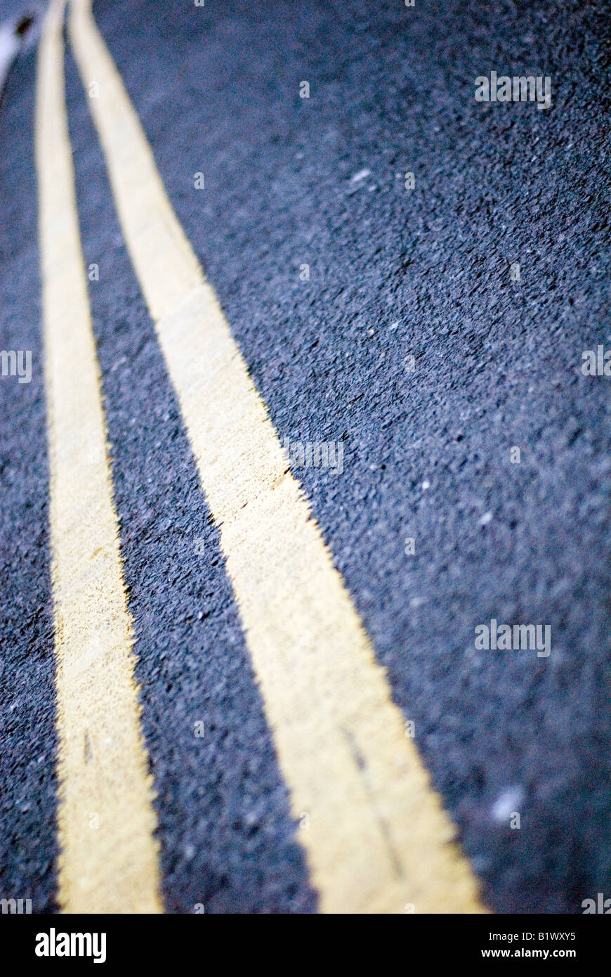 Double Yellow Lines on road Stock Photo Alamy