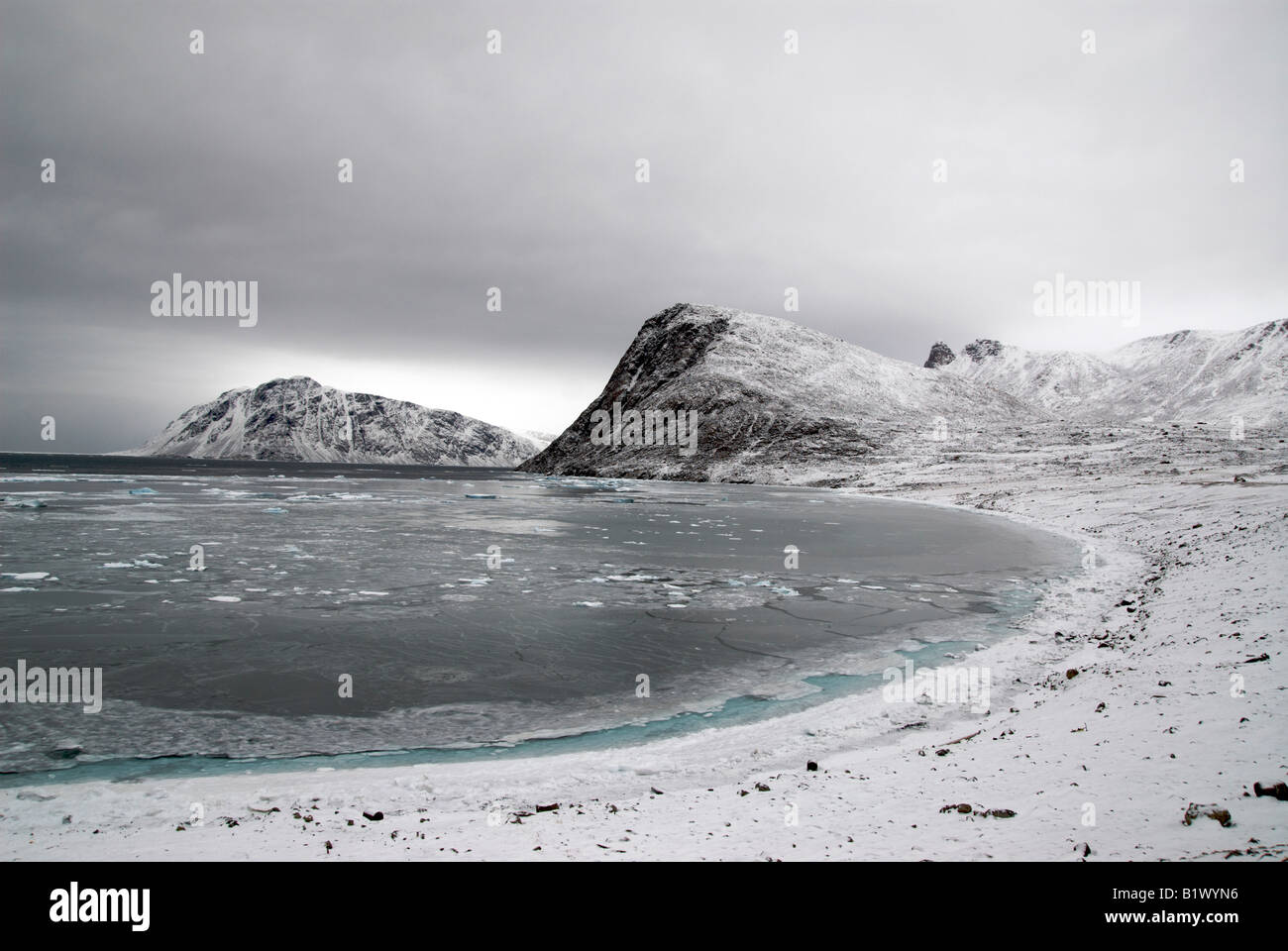 The bay in Grise Fiord, Nunavut, Canda with the Greenlander in the