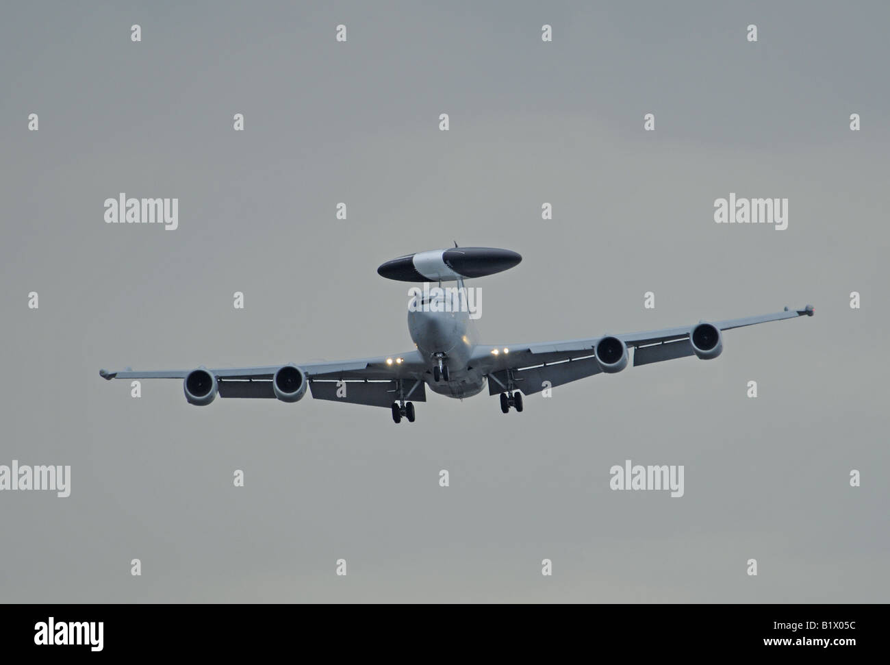 Boeing E-3D Sentry AEW1 Airborne Warning and Control System Approaching RAF Kinloss Moray Scotland Stock Photo