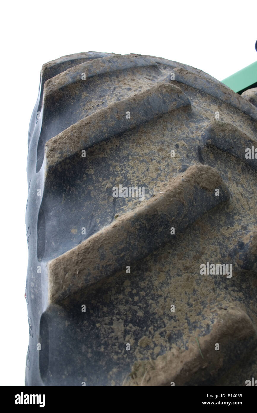 A large tractor tire is a part of the ever larger agricultural equipment Stock Photo