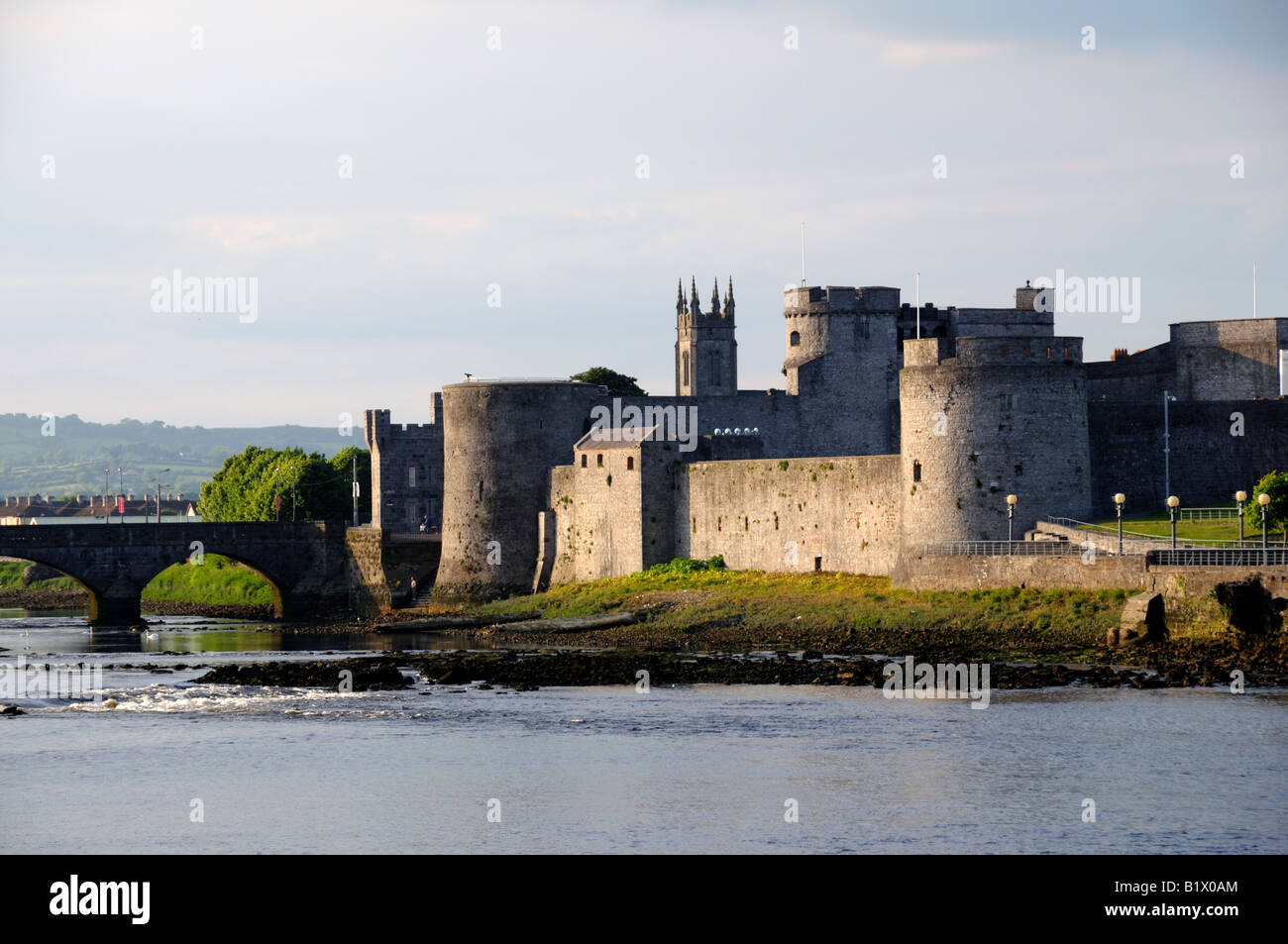 King John's Castle stands by the River Shannon in sunset. Limerick