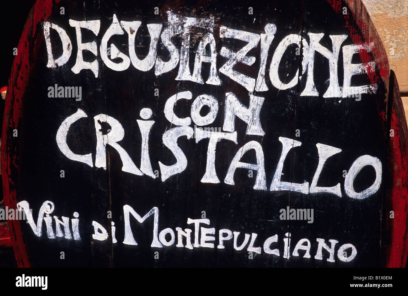 wine tasting sign, montepulciano, province of siena, tuscany, italy Stock Photo