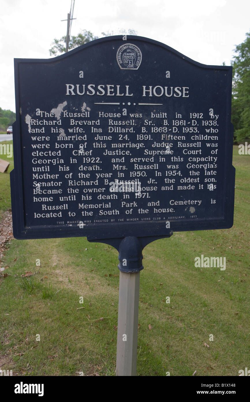 Historical Marker The Russell House Stock Photo Alamy