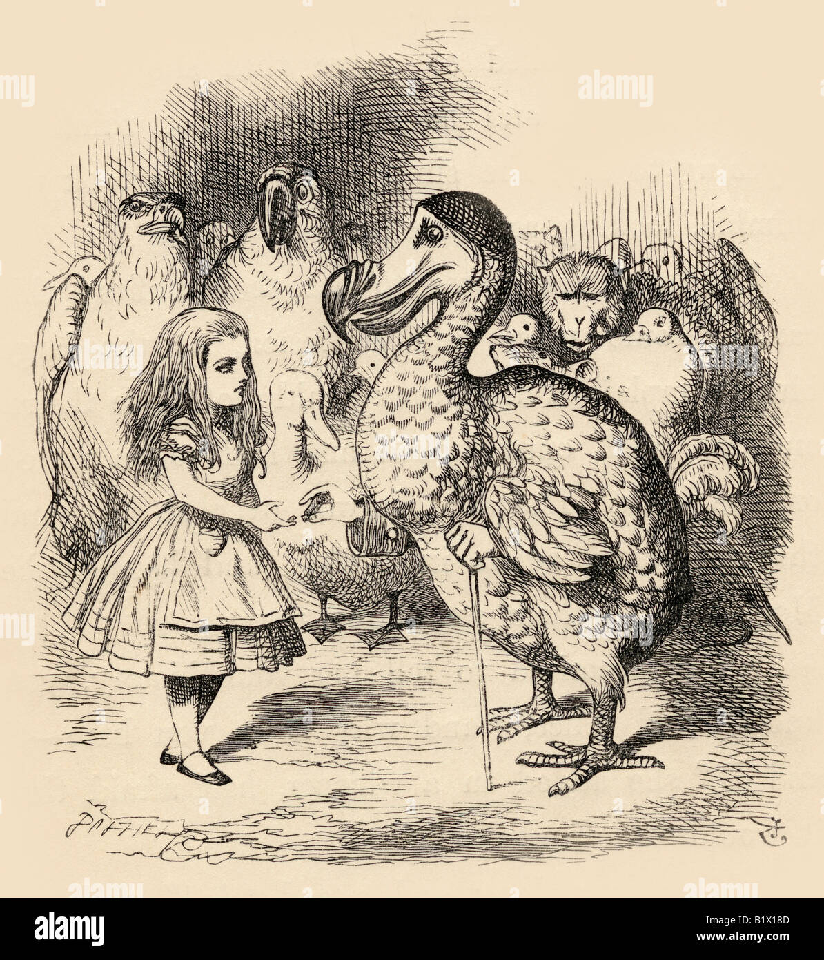 The Dodo solemnly presents Alice with a thimble Stock Photo