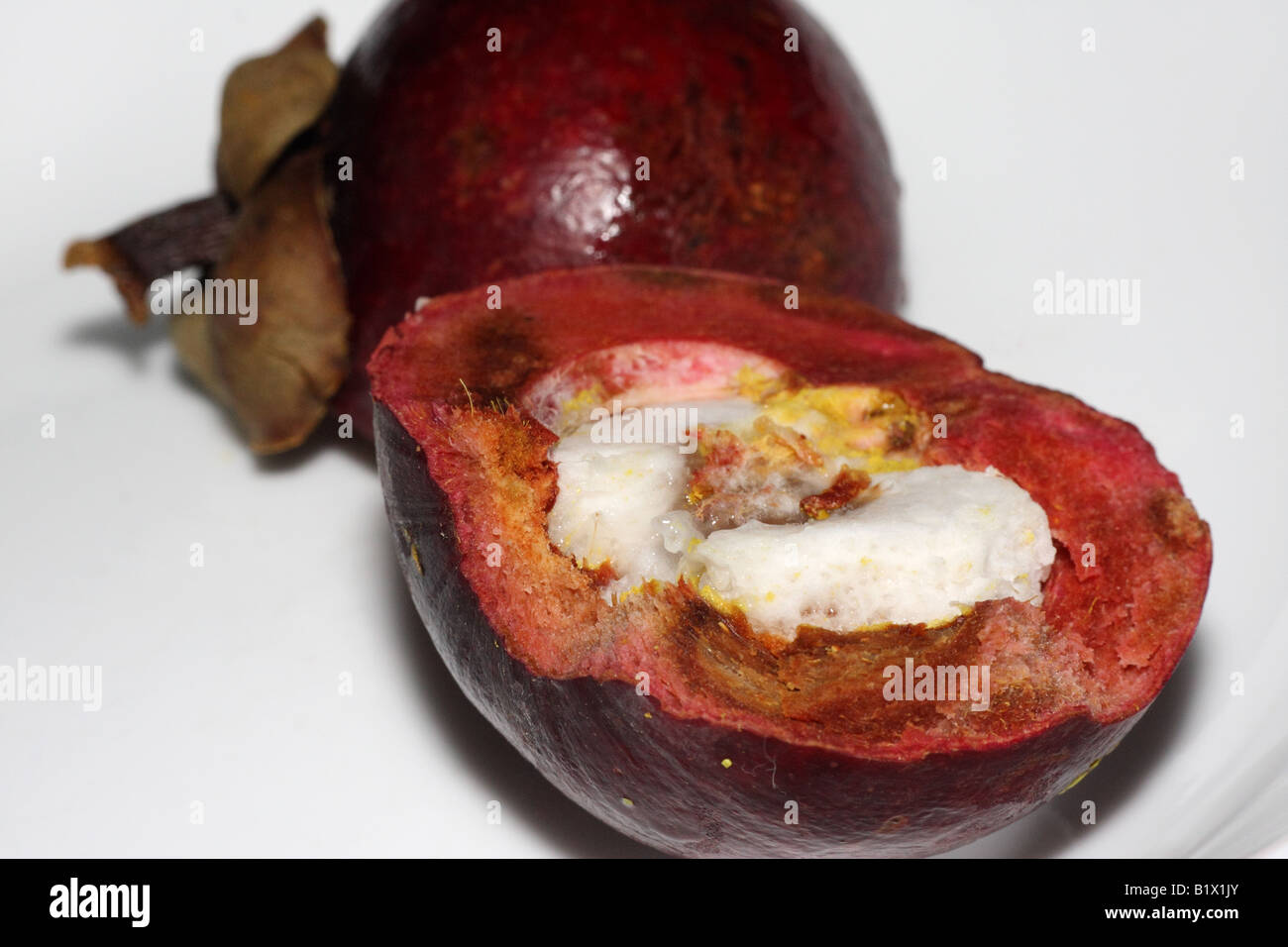 Mangosteen Fruit Cut Open Macro Stock Photo Alamy