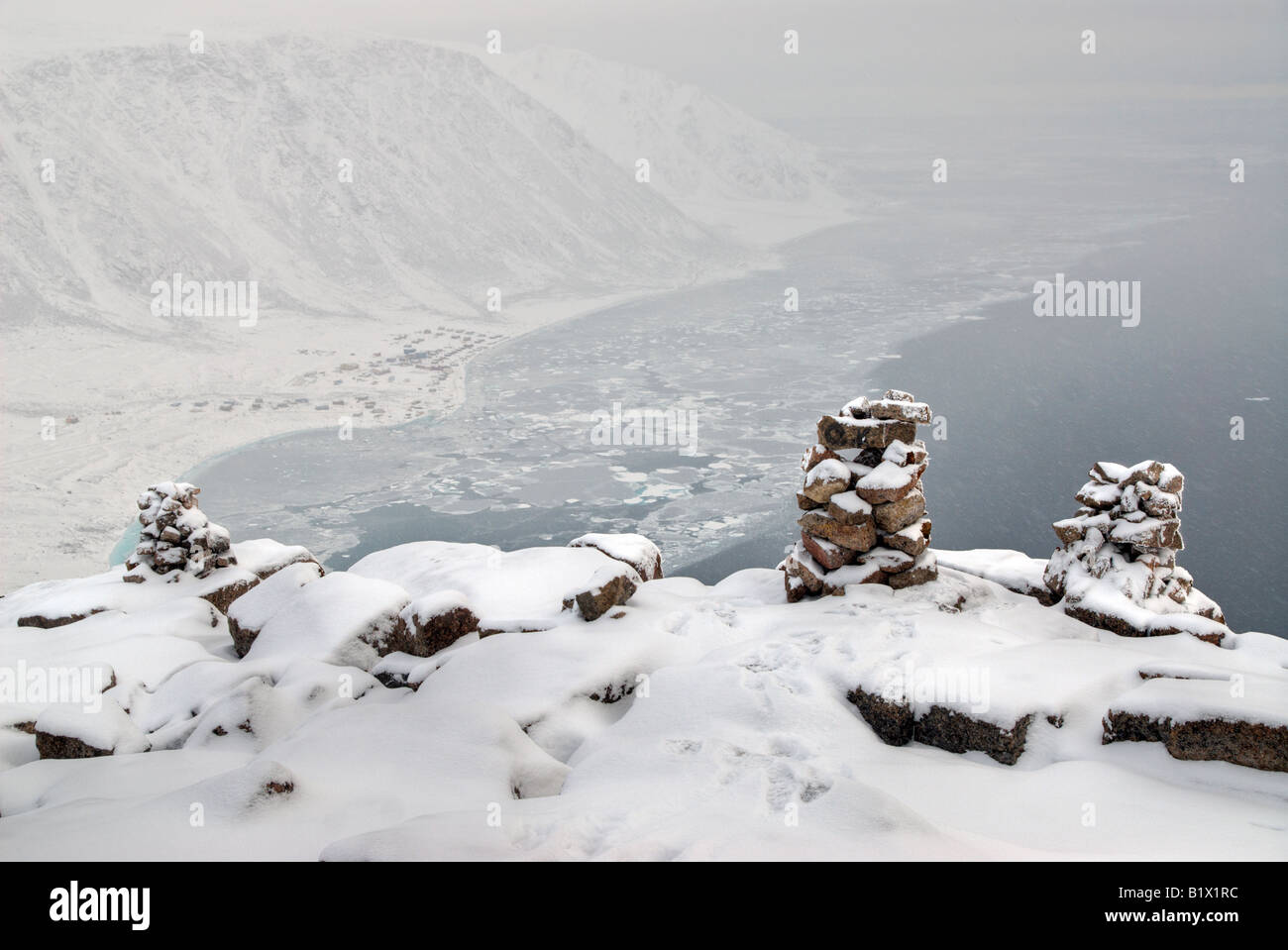 A view of Grise Fiord from the top of the Greenlander off the side of