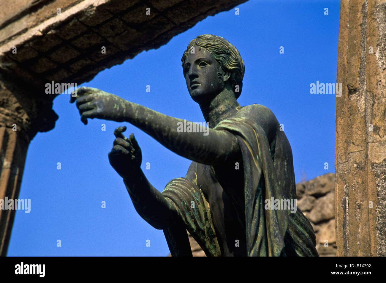 statue, apollo temple, pompeii, province of naples, campania, italy Stock Photo