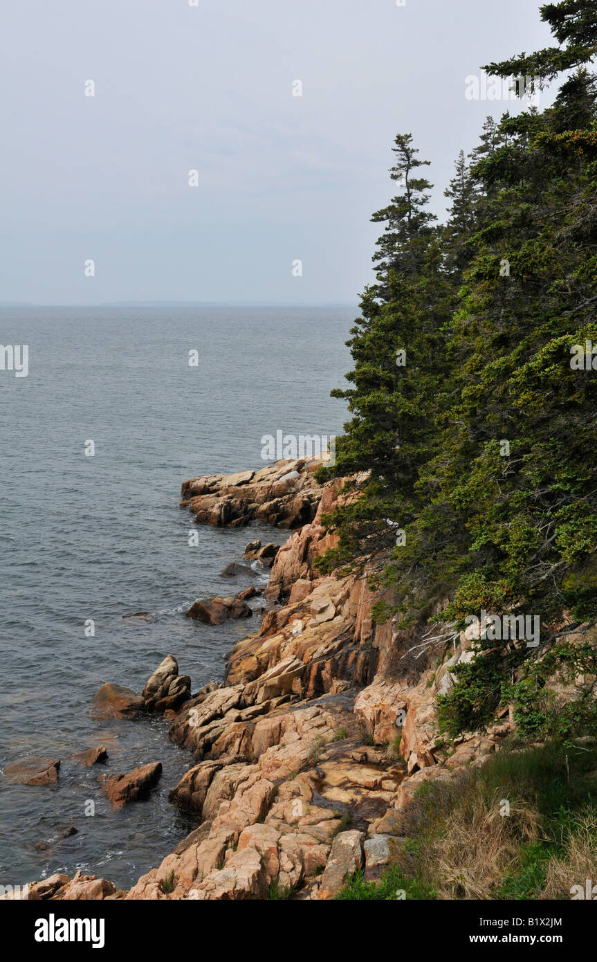 The Bass Harbor Head Light near Bass Harbor, Maine. View to the south down the coast Stock Photo