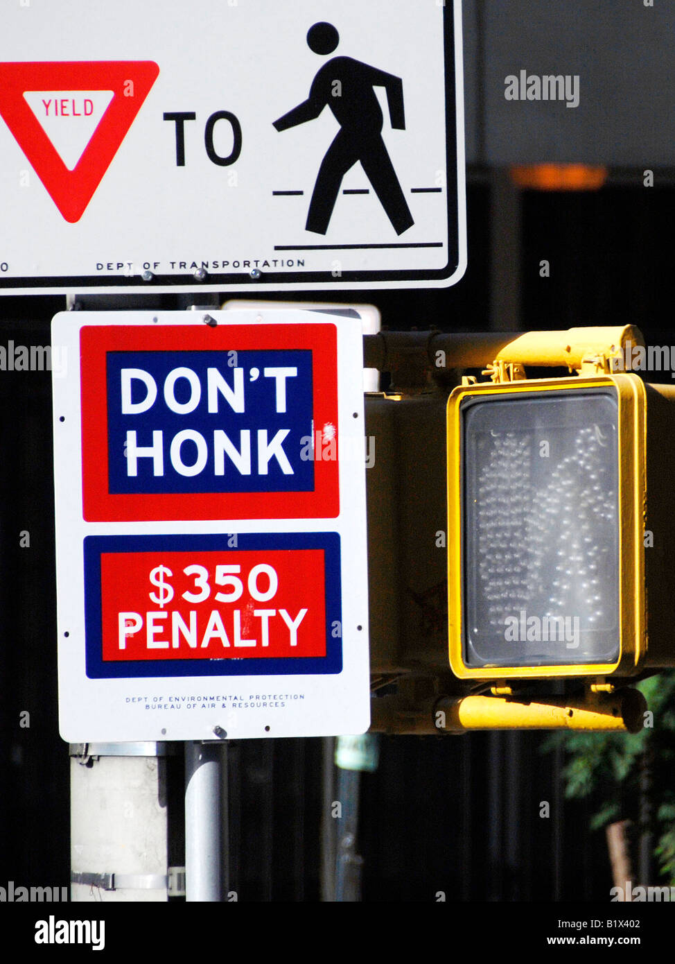 Don't honk, otherwise you pay a penalty of $350 Stock Photo