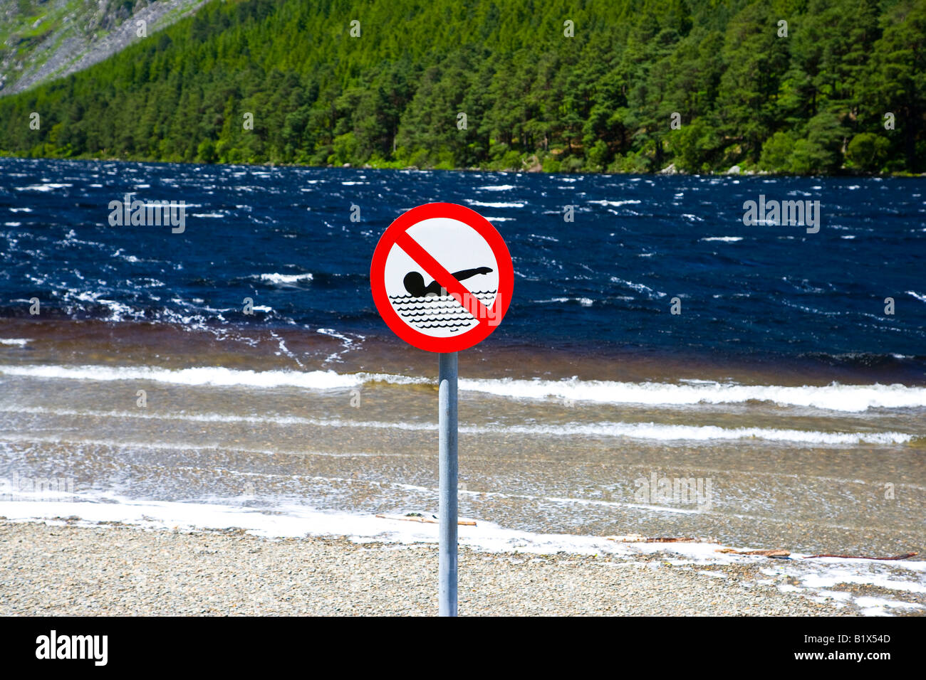 no swim sign Stock Photo