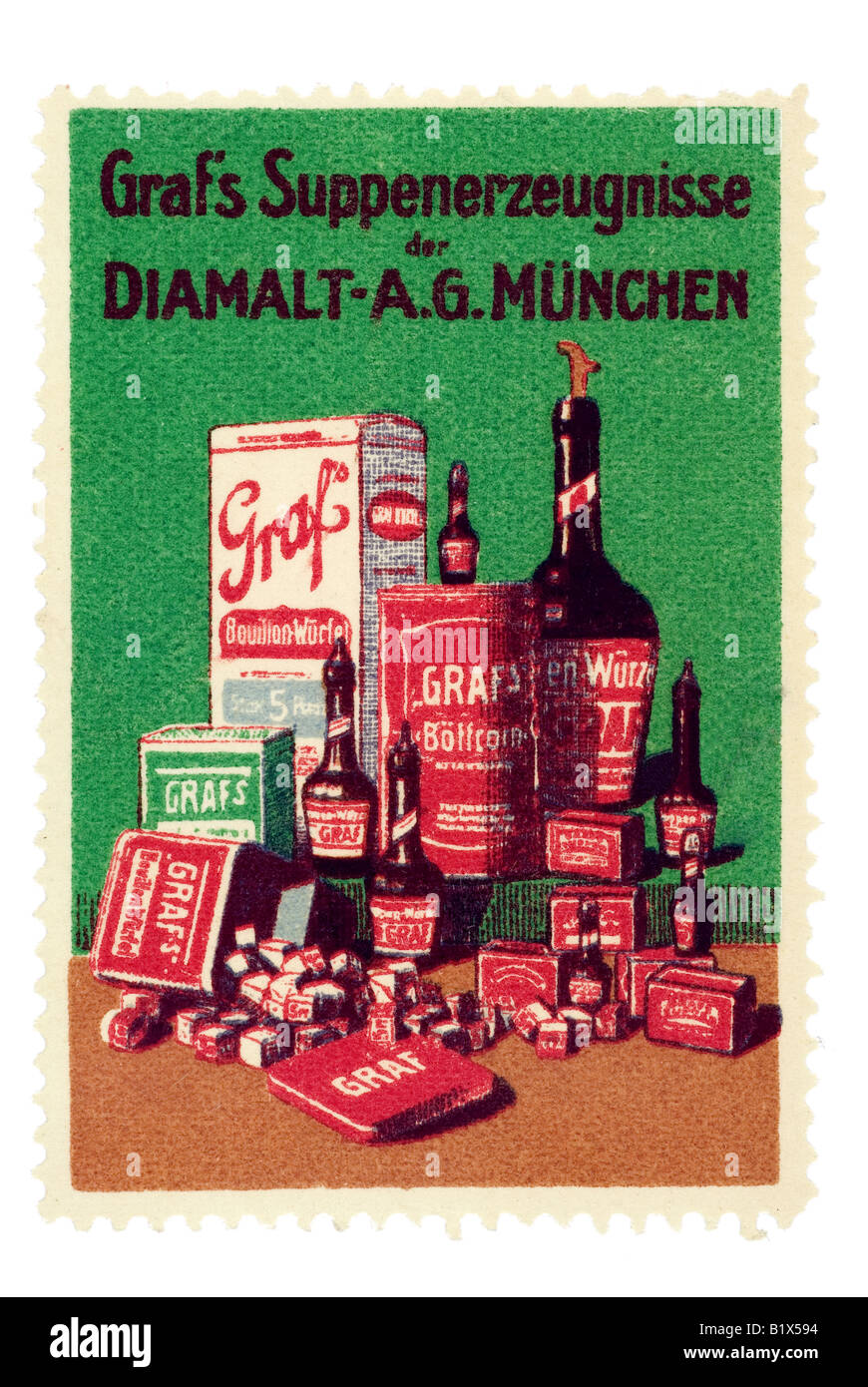 trading stamp Graf s Suppenerzeugnisse der Diamalt AG München Stock Photo