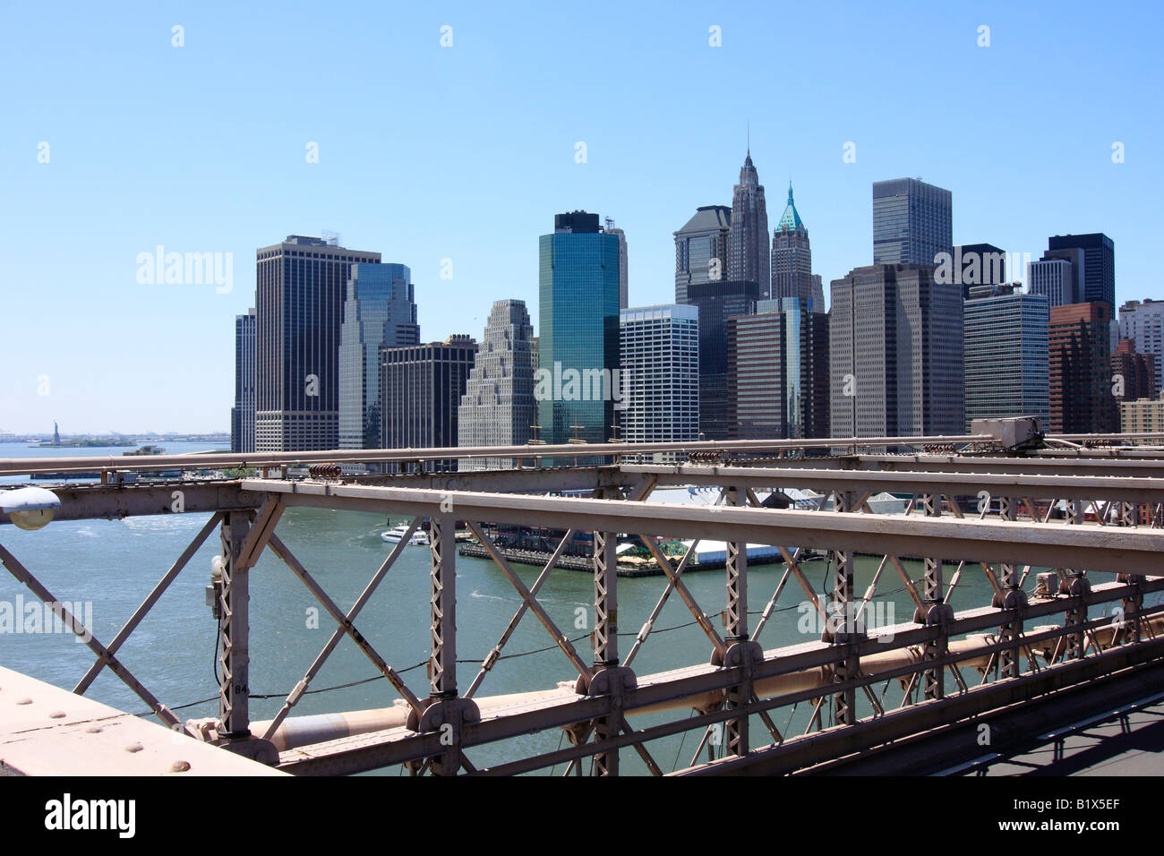 Brooklyn bridge walkway - New York City, USA Stock Photo