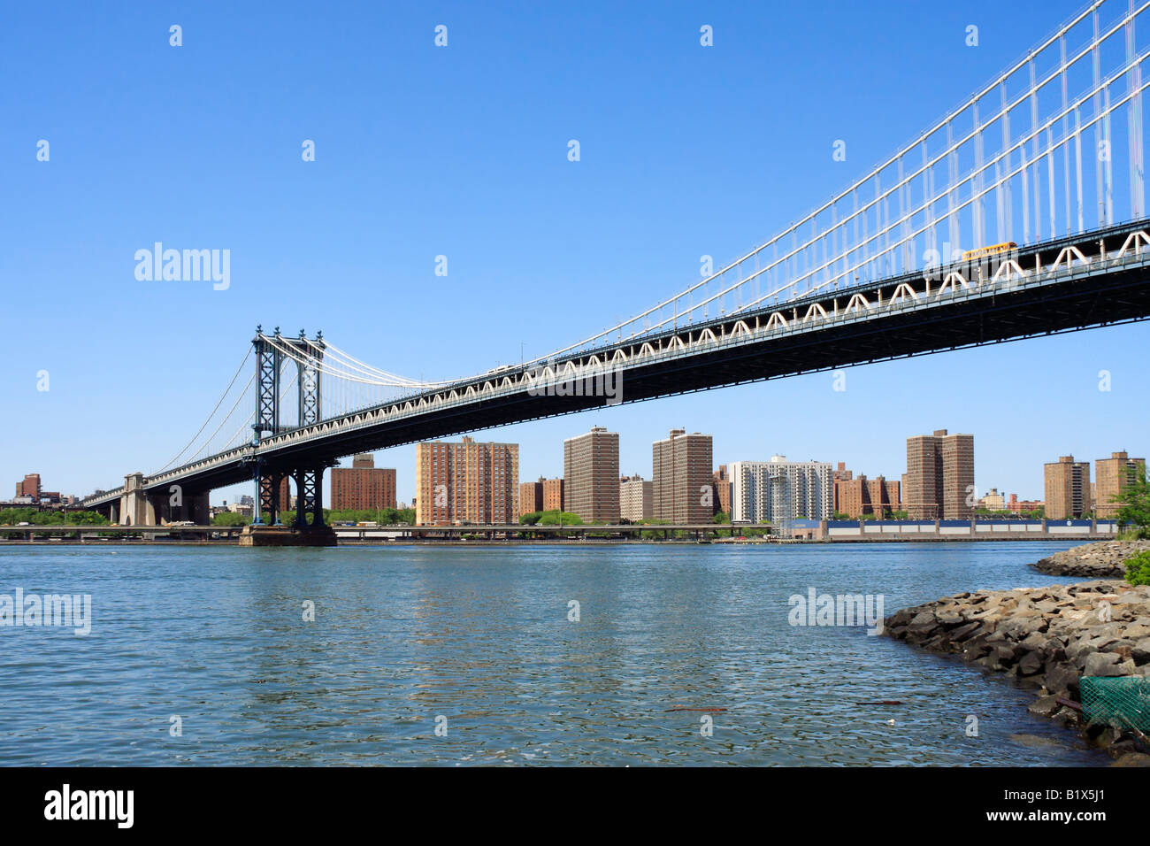 Manhattan bridge over East river - New York City, USA Stock Photo