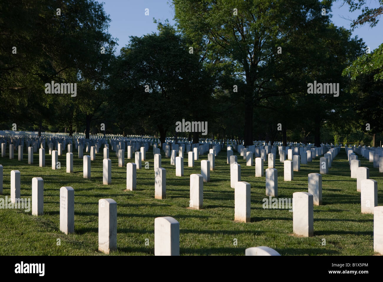 Lines of graves at Arlington National Cemetery in Arlington, VA United