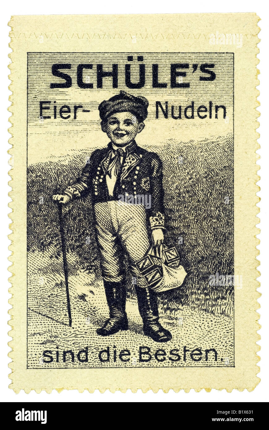 trading stamp noodles Schüle s Eier Nudeln sind die Besten Stock Photo