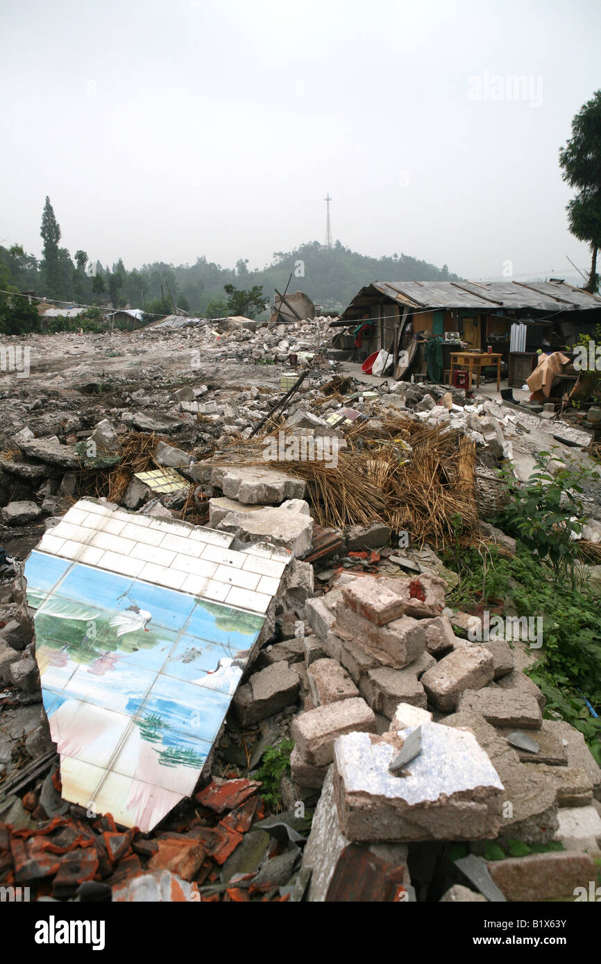 Earthquake damage at Cifeng, Pengzhou District, Sichuan Province, China Stock Photo