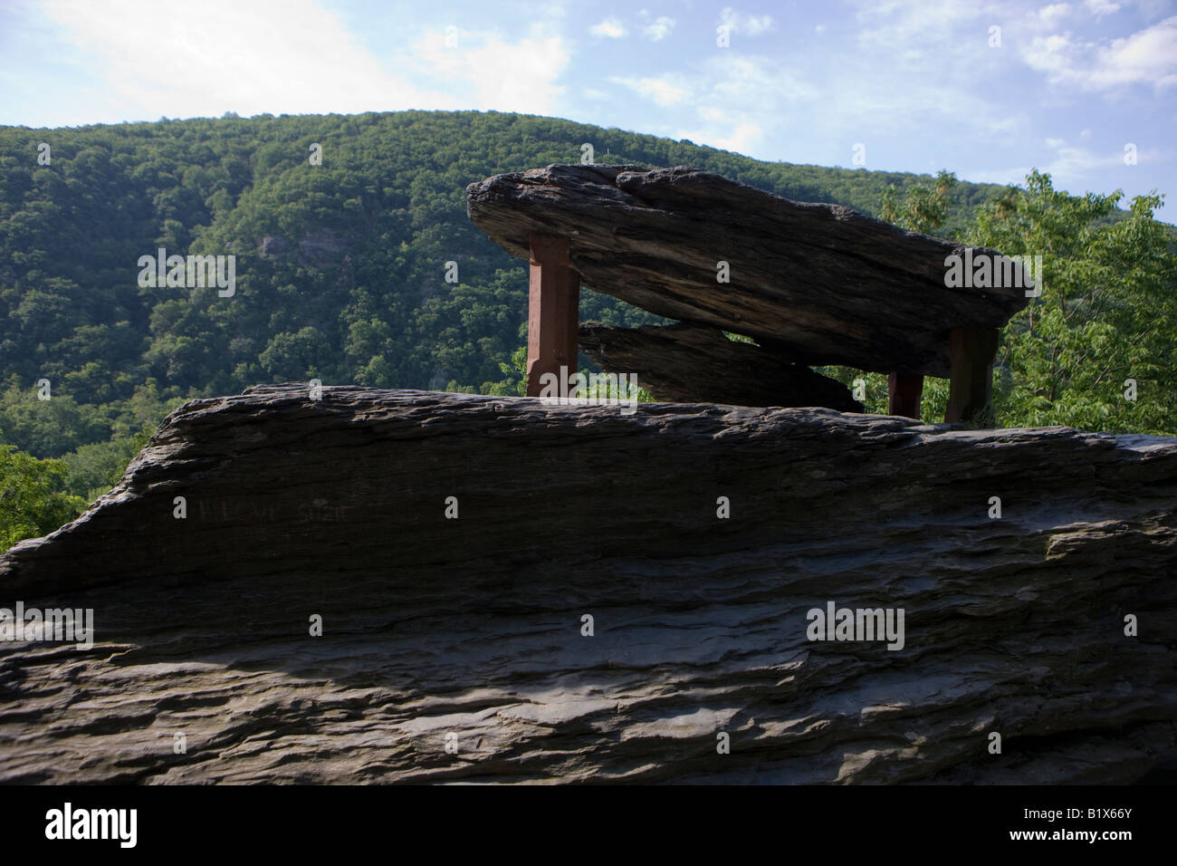 Jefferson Rock along the Appalachian Trail, Harpers Ferry National Historical Park, Harpers Ferry, West Virginia. Stock Photo