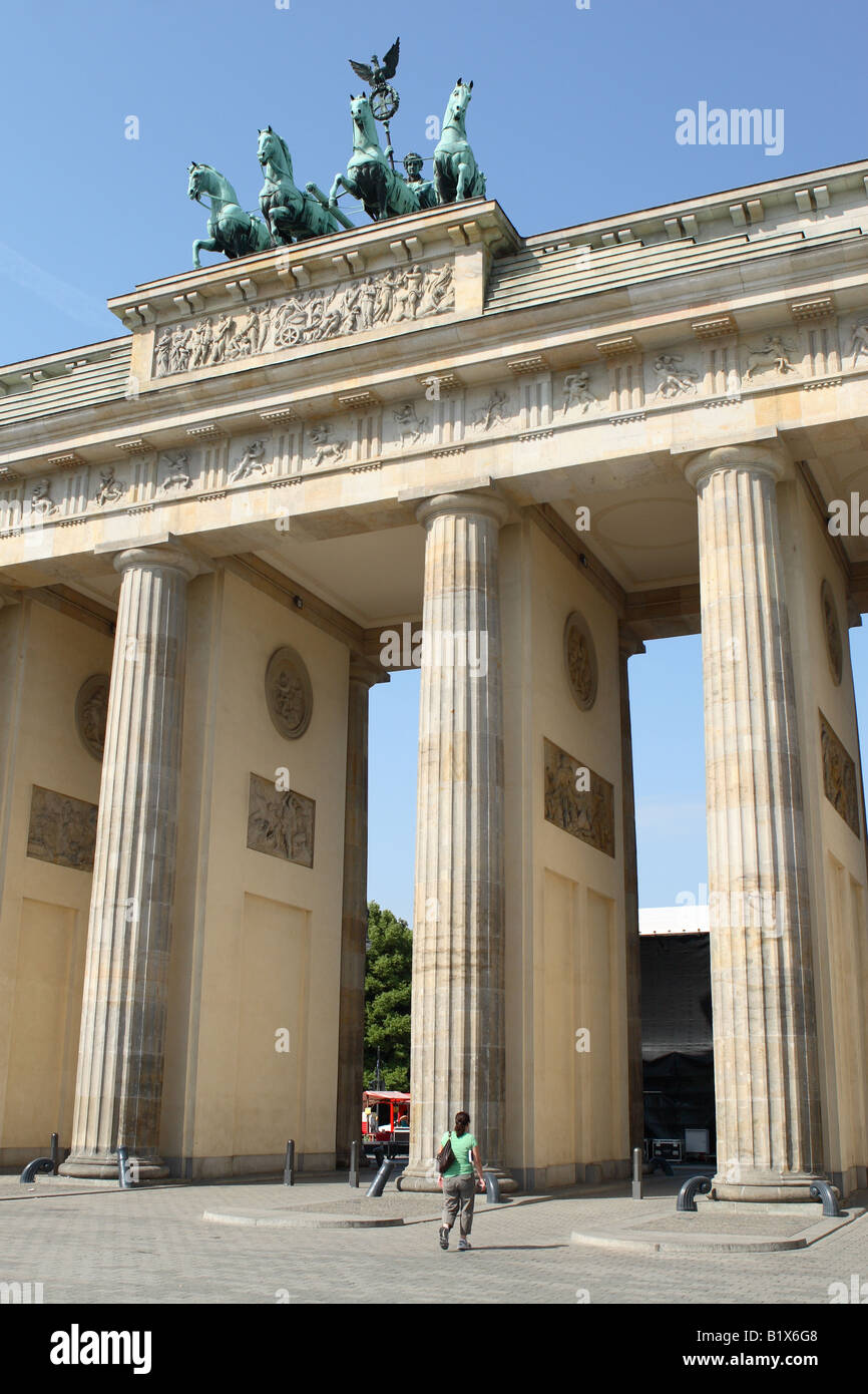 Berlin Germany the historic Brandenburg Gate in the Pariser Platz crowned by the Quadriga sculpture Stock Photo