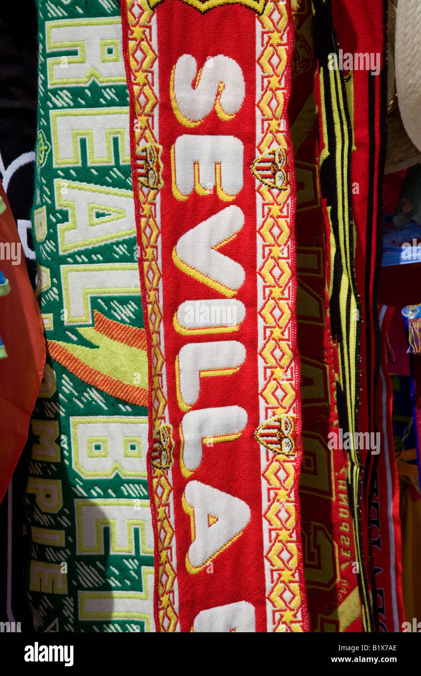 Football scarves, Seville, Spain Stock Photo