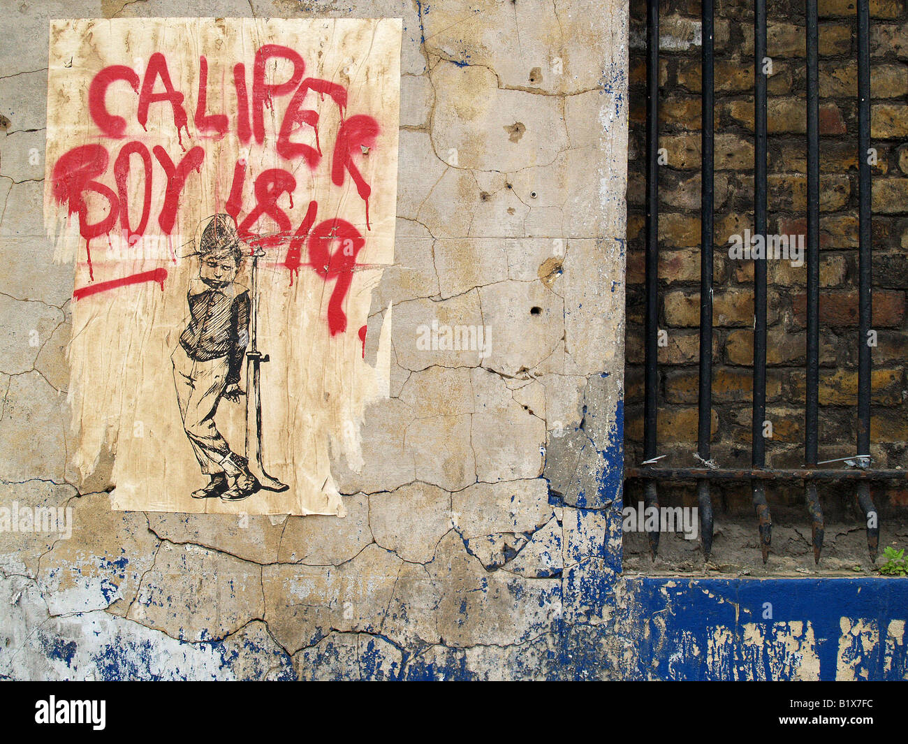 Caliper Boy street art, London Stock Photo
