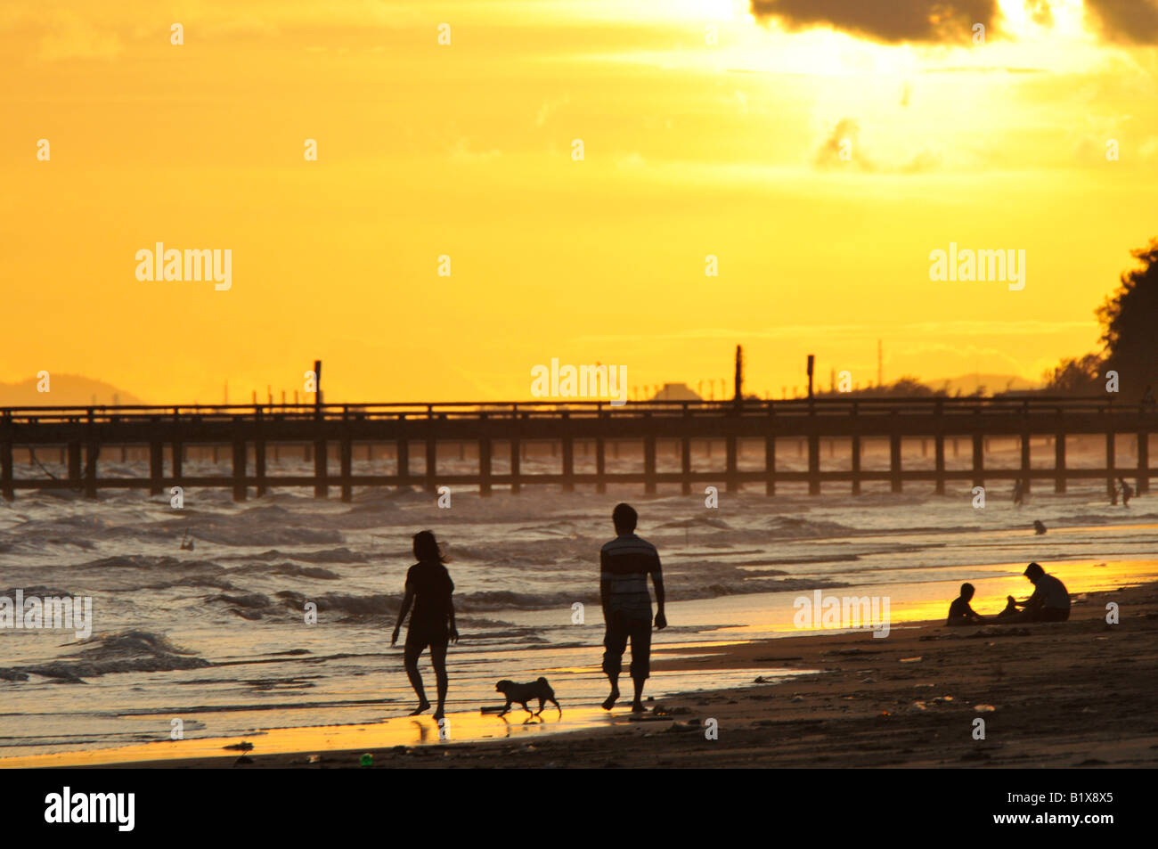 sunset on rayong beach, thailand Stock Photo