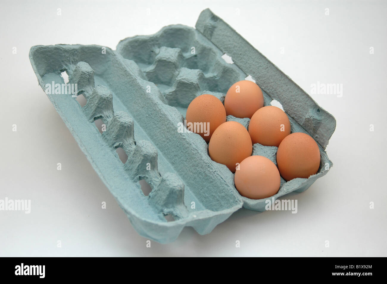 Half a dozen eggs in a carton stock photo alamy