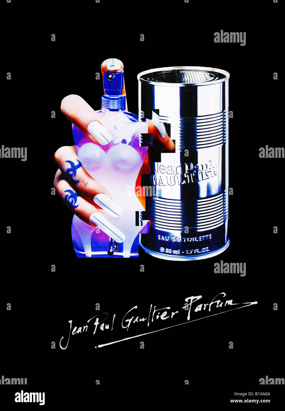 1990s Advertisement for Jean Paul Gaultier Perfume For Editorial Use Only Stock Photo