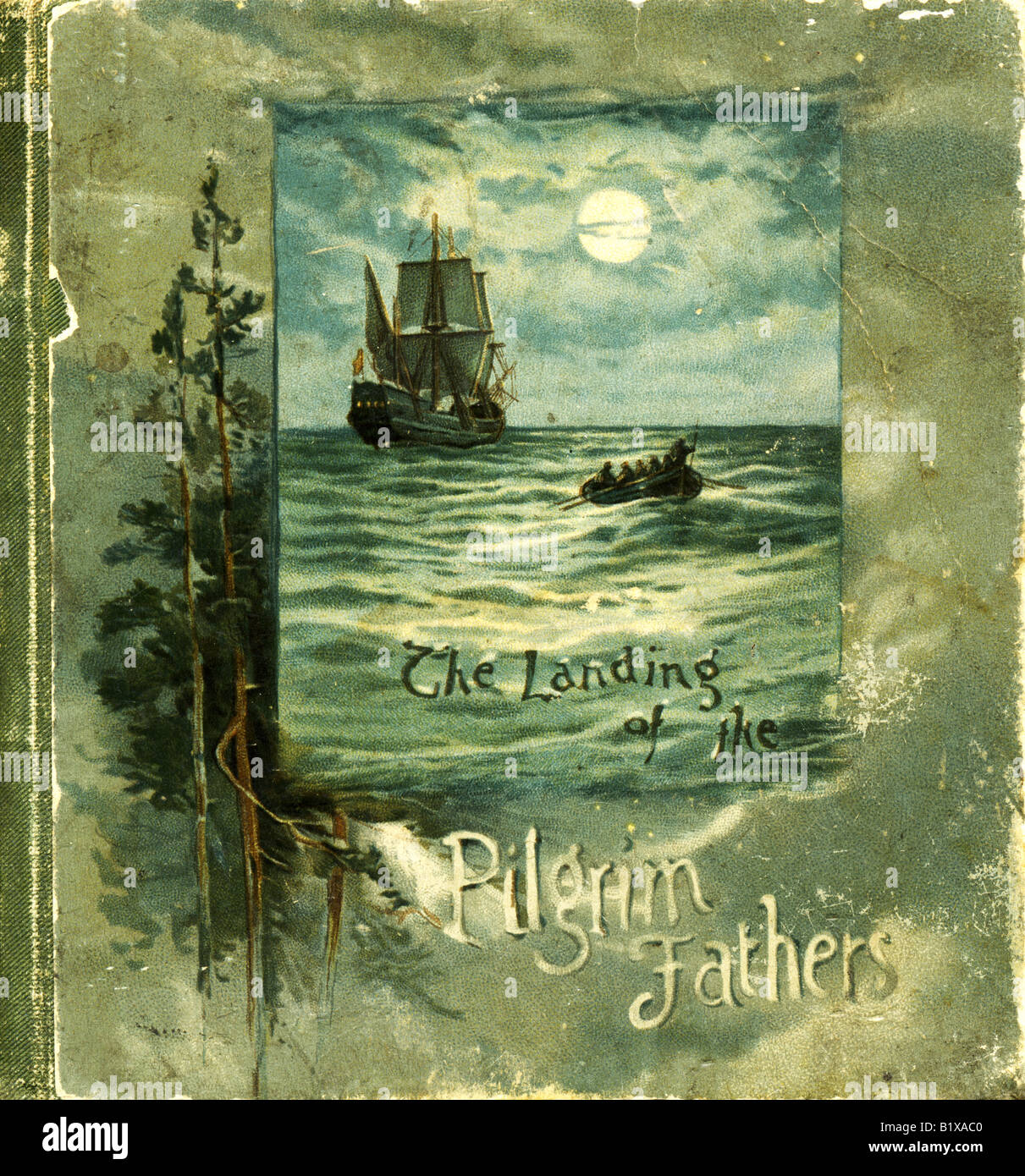 Front Cover of The Landing of the Pilgrim Fathers a Victorian illustrated poetry book  FOR EDITORIAL USE ONLY Stock Photo
