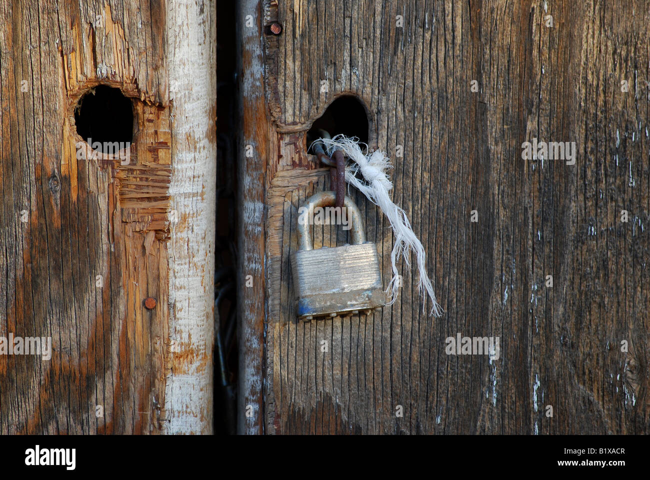 Old Barn Door with Lock Stock Photo - Alamy