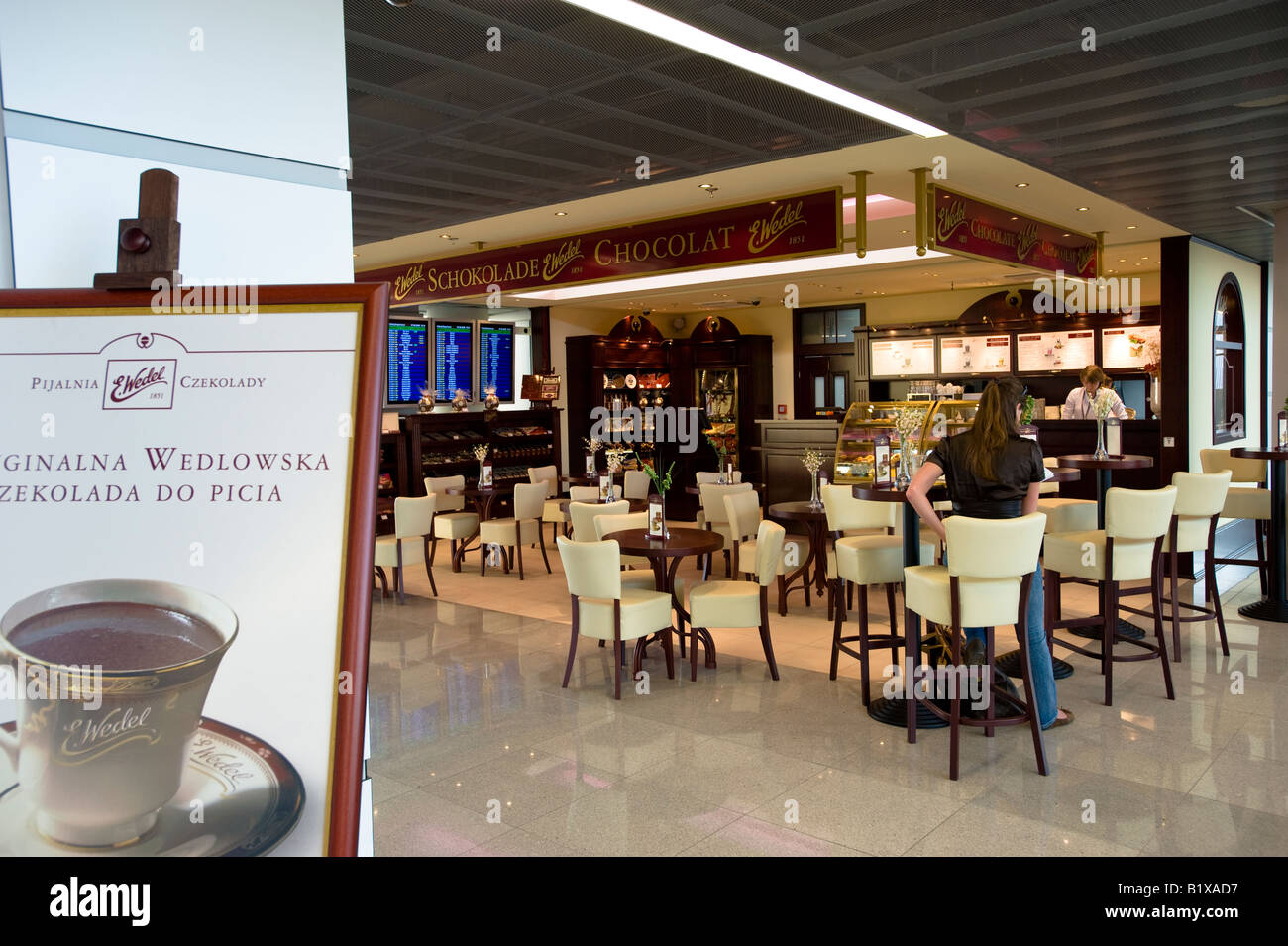 Wedel cafe bar in new terminal at Chopin Airport Warsaw Poland Stock Photo