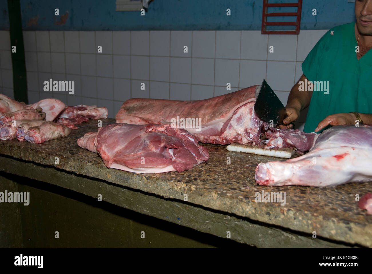 Cuban meat market Stock Photo