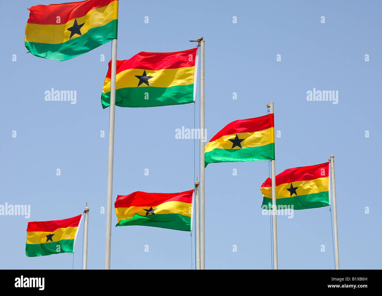 National flags of Ghana, Accra, Ghana Stock Photo