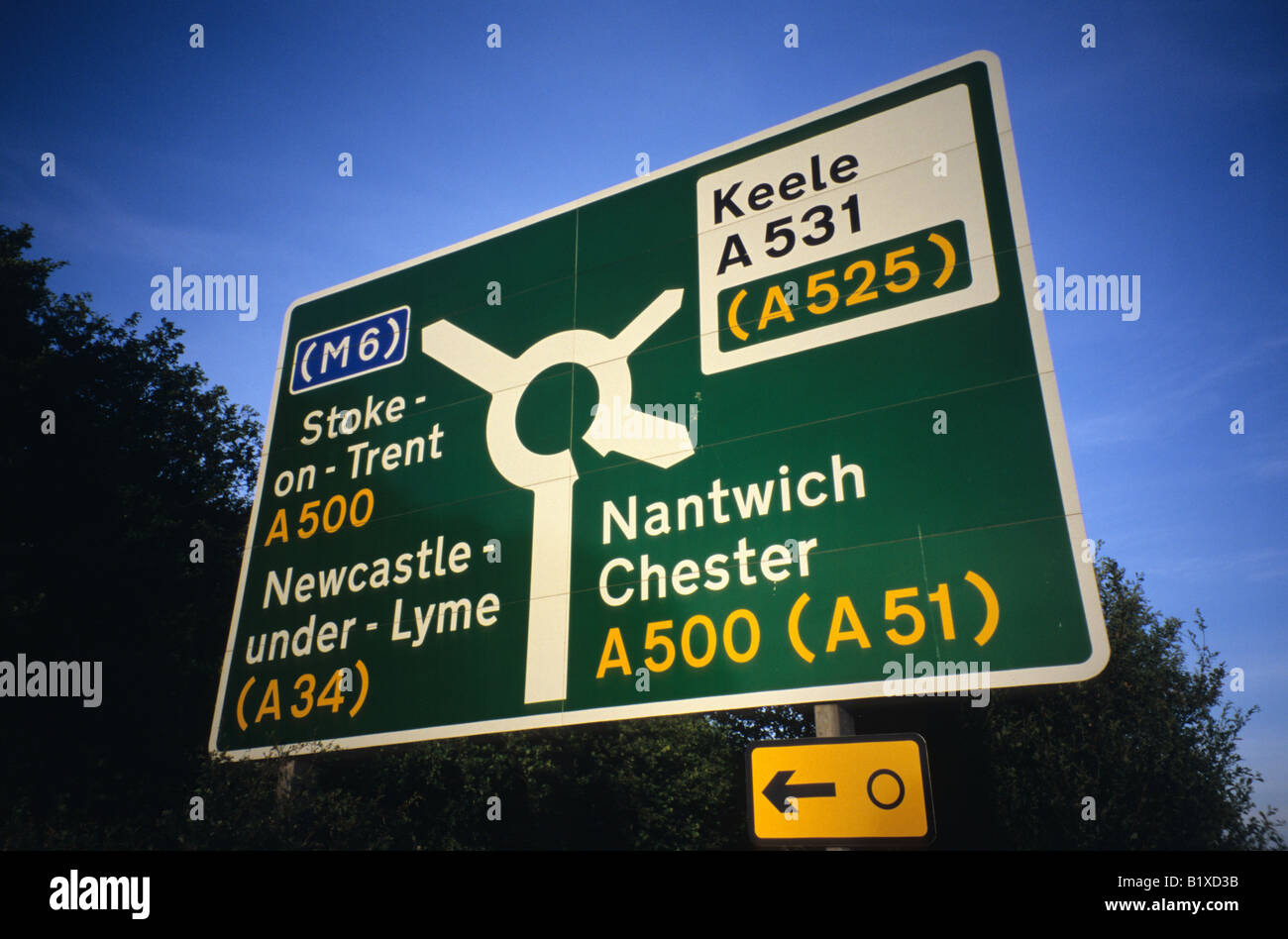 M6 Road Sign Showing Directions To Keele Nantwich Chester Newcastle