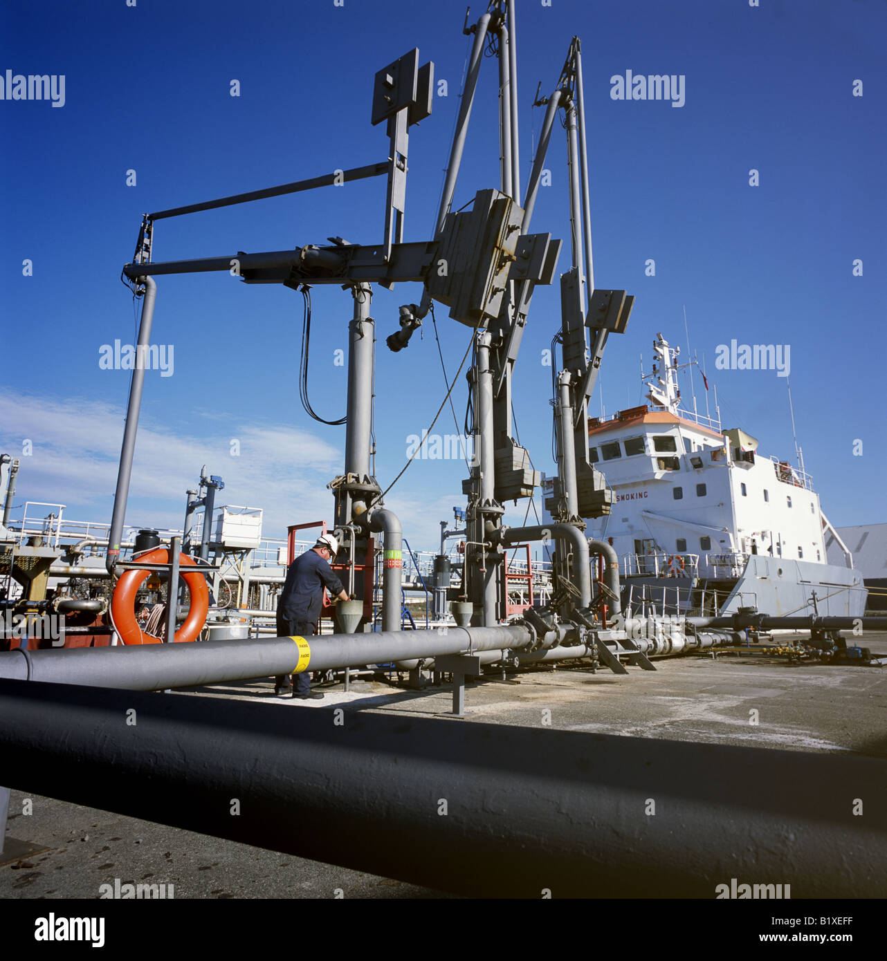 Dockside Facility for a Coastal Oil Tanker Stock Photo
