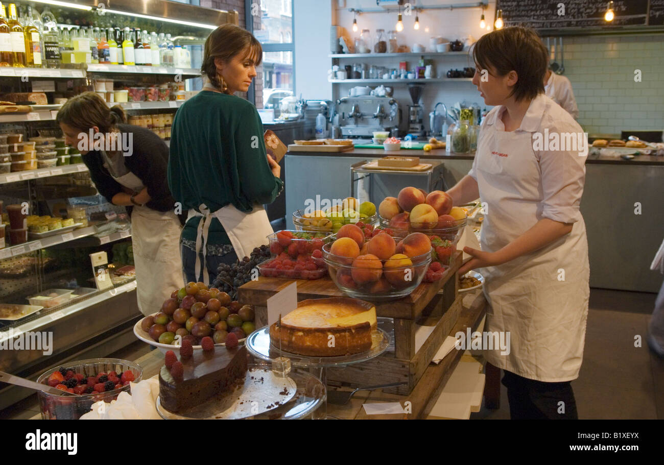 Deli Interior of "Melrose and kitchen and counter shop staff London UK . HOMER SYKES