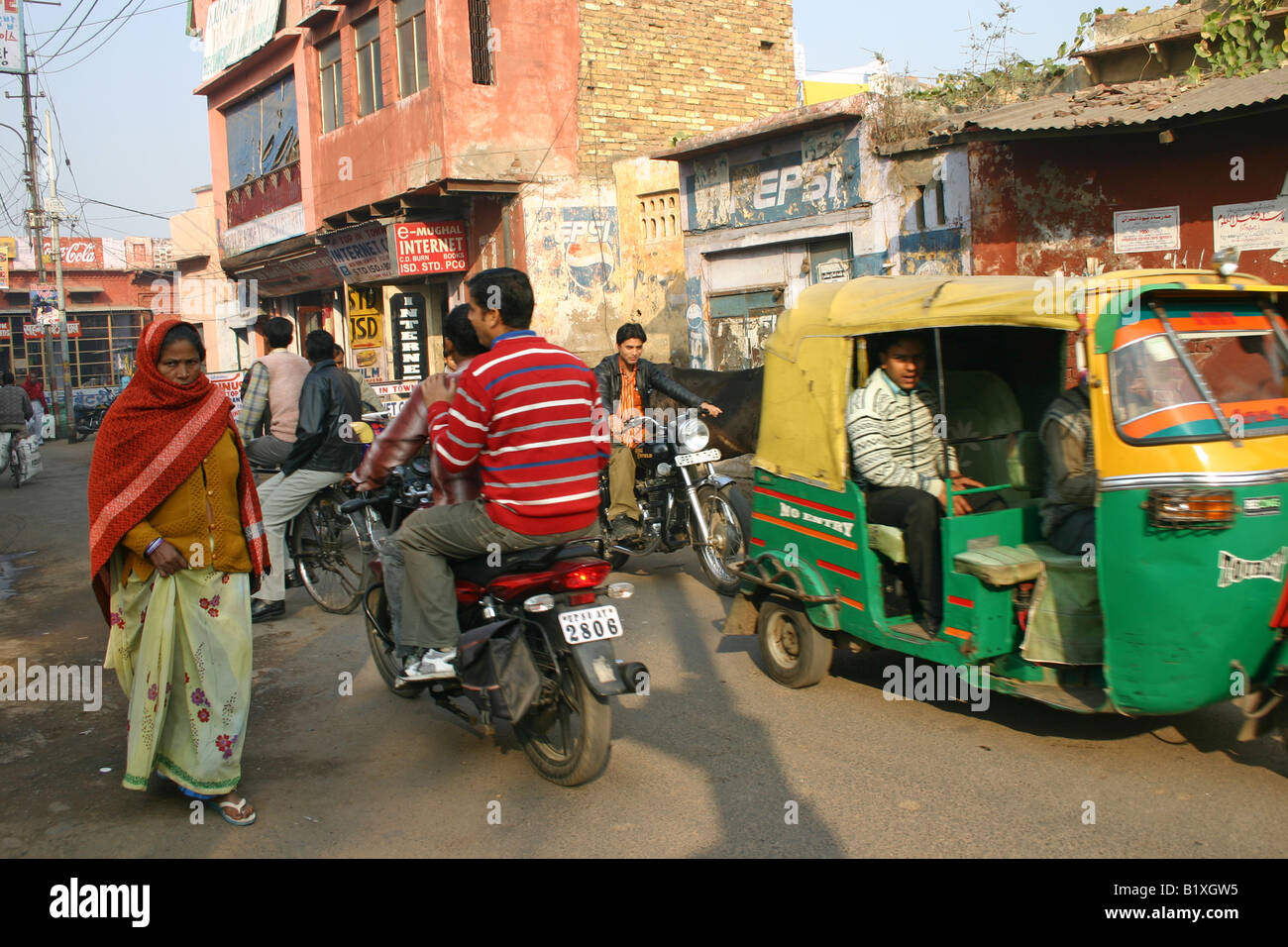 Street scene in Agra India Stock Photo Alamy