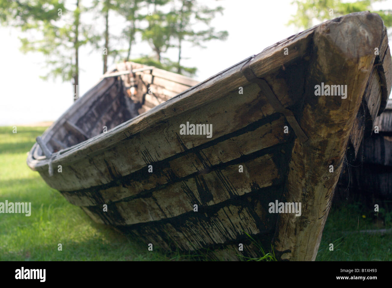 old wooden fishing boat on the Baikal lakeside Stock Photo - Alamy