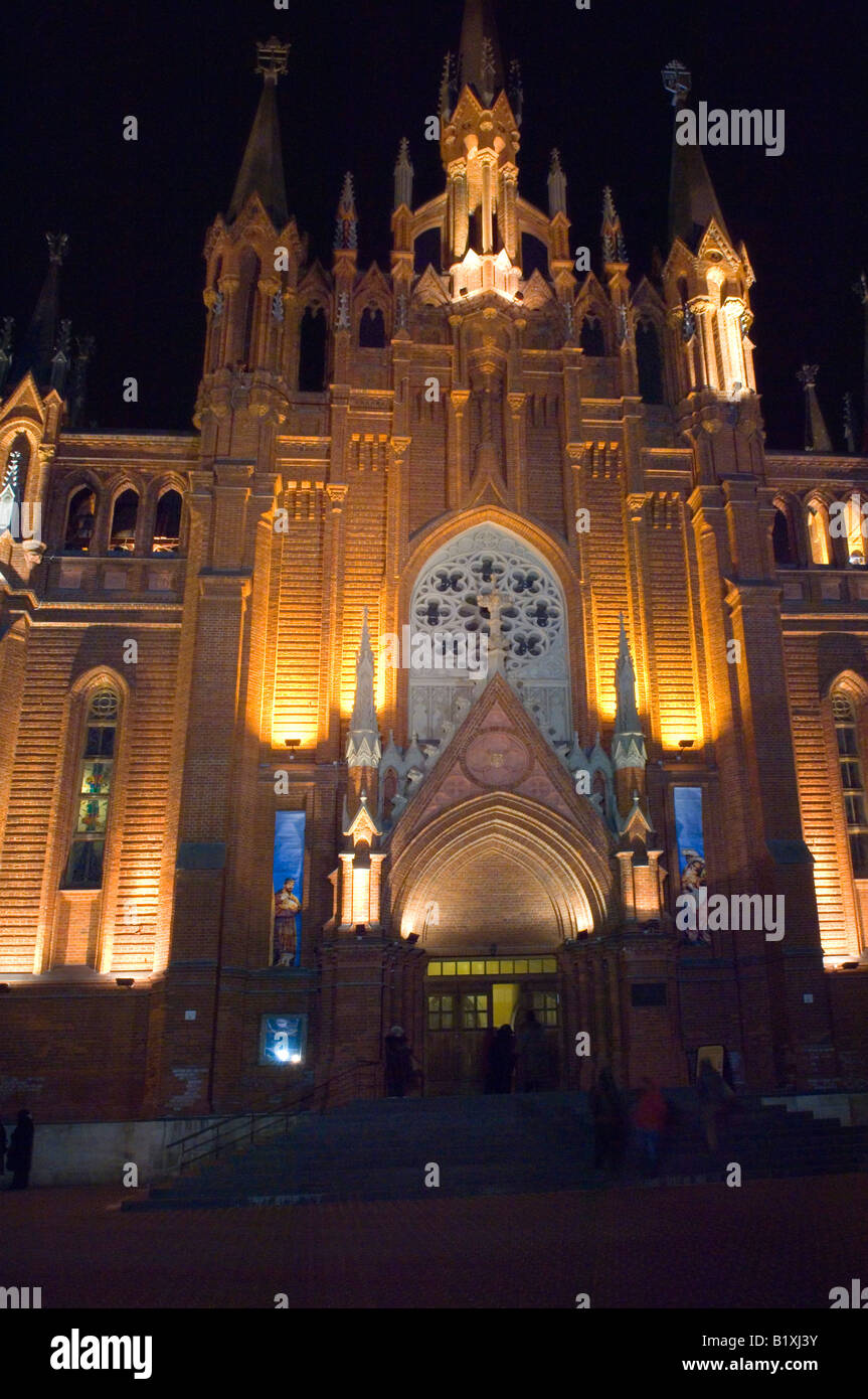 Catholic Church at night Moscow Russia Stock Photo - Alamy