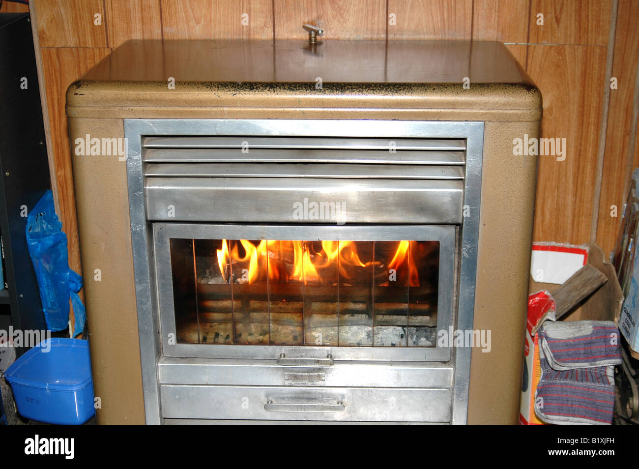 Wood fire heater Stock Photo Alamy