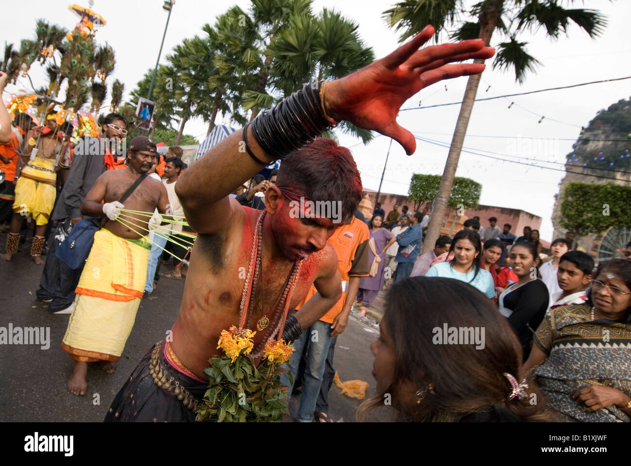 THAIPUSAM HINDU RELIGIOUS FESTIVAL IN BATU CAVES, KUALA LUMPUR, MALAYSIA. Stock Photo