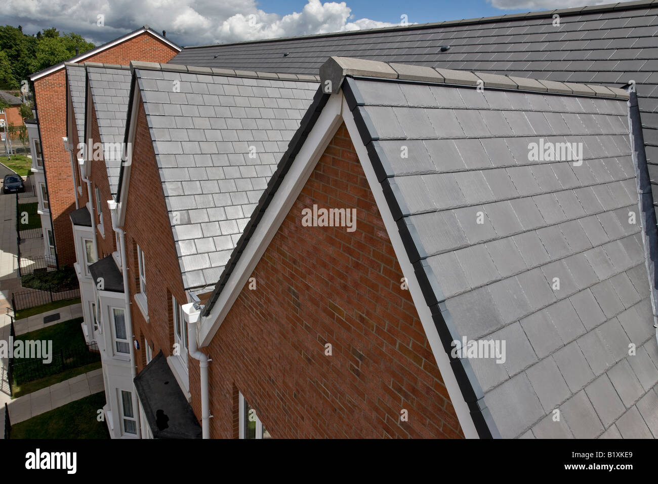 Modern slate roofing Stock Photo