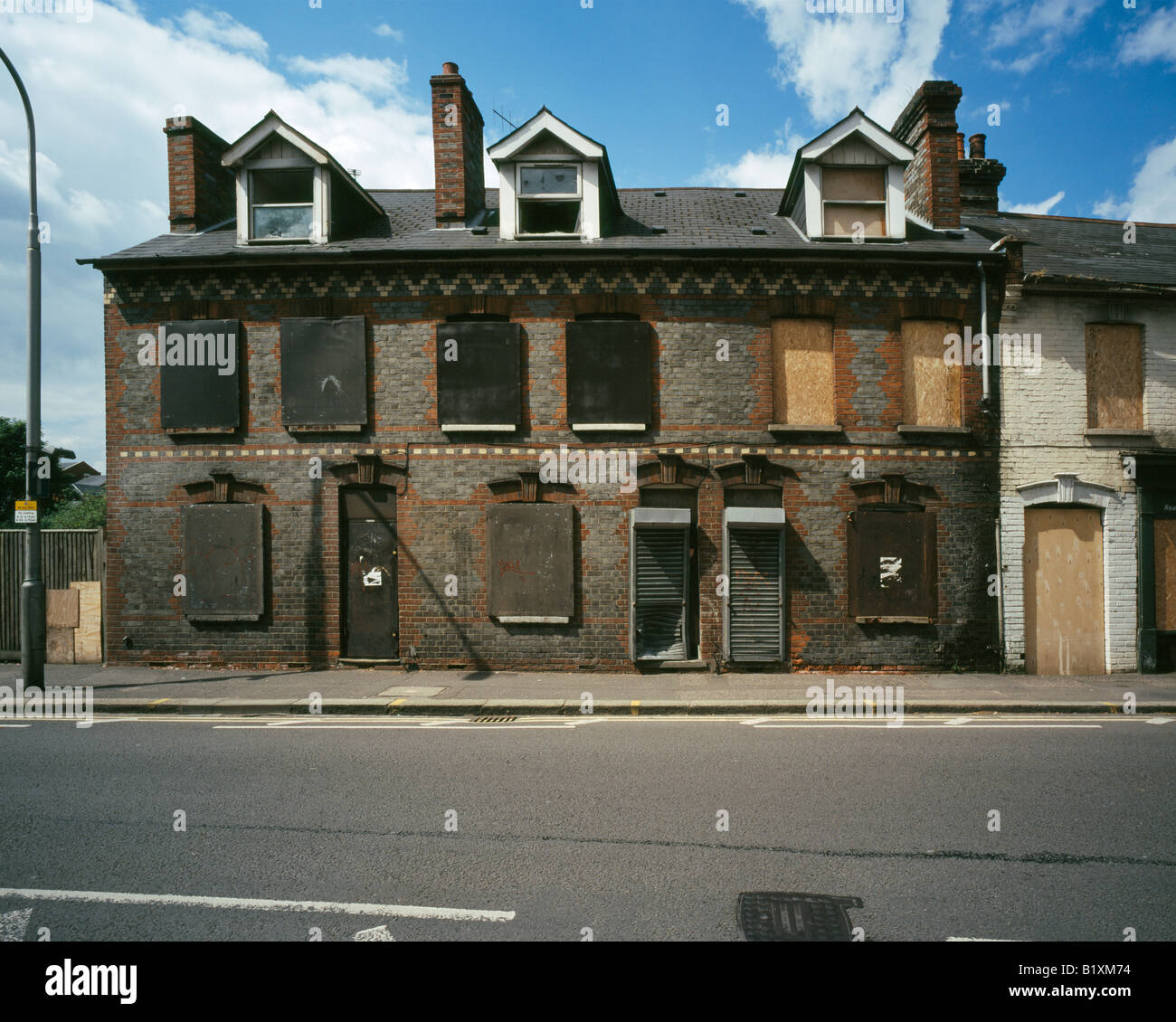 Derelict houses in Silver Street, Reading city, Berkshire, England, UK. Stock Photo