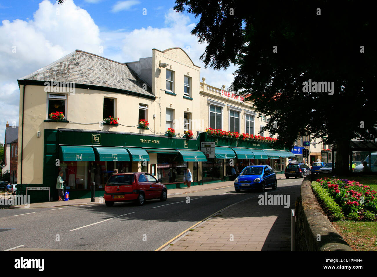 axminster town centre high street shops devon england uk gb Stock Photo