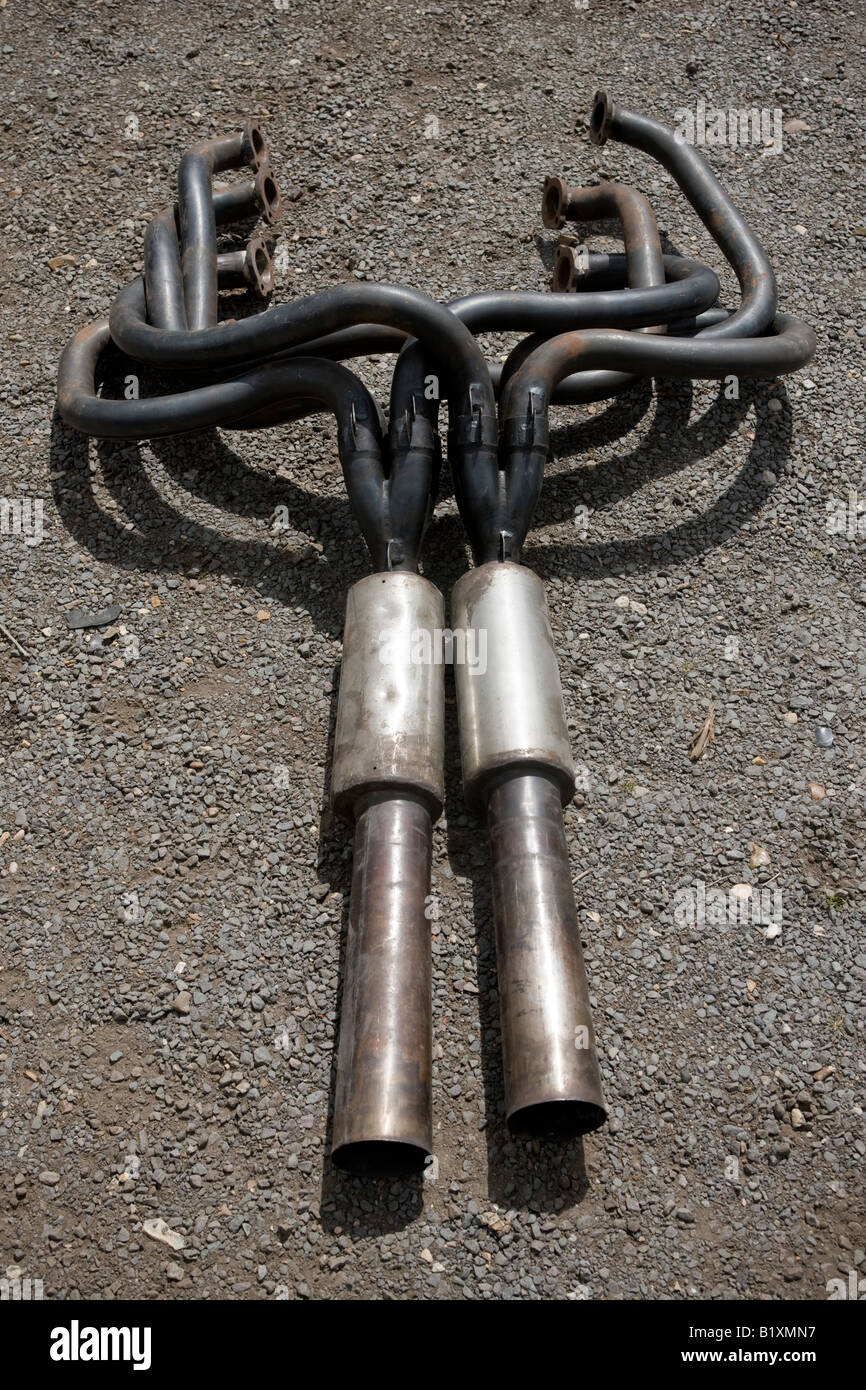 Exhaust Pipe System from Ford GT40 PO1085 Classic Sports Car Stock Photo