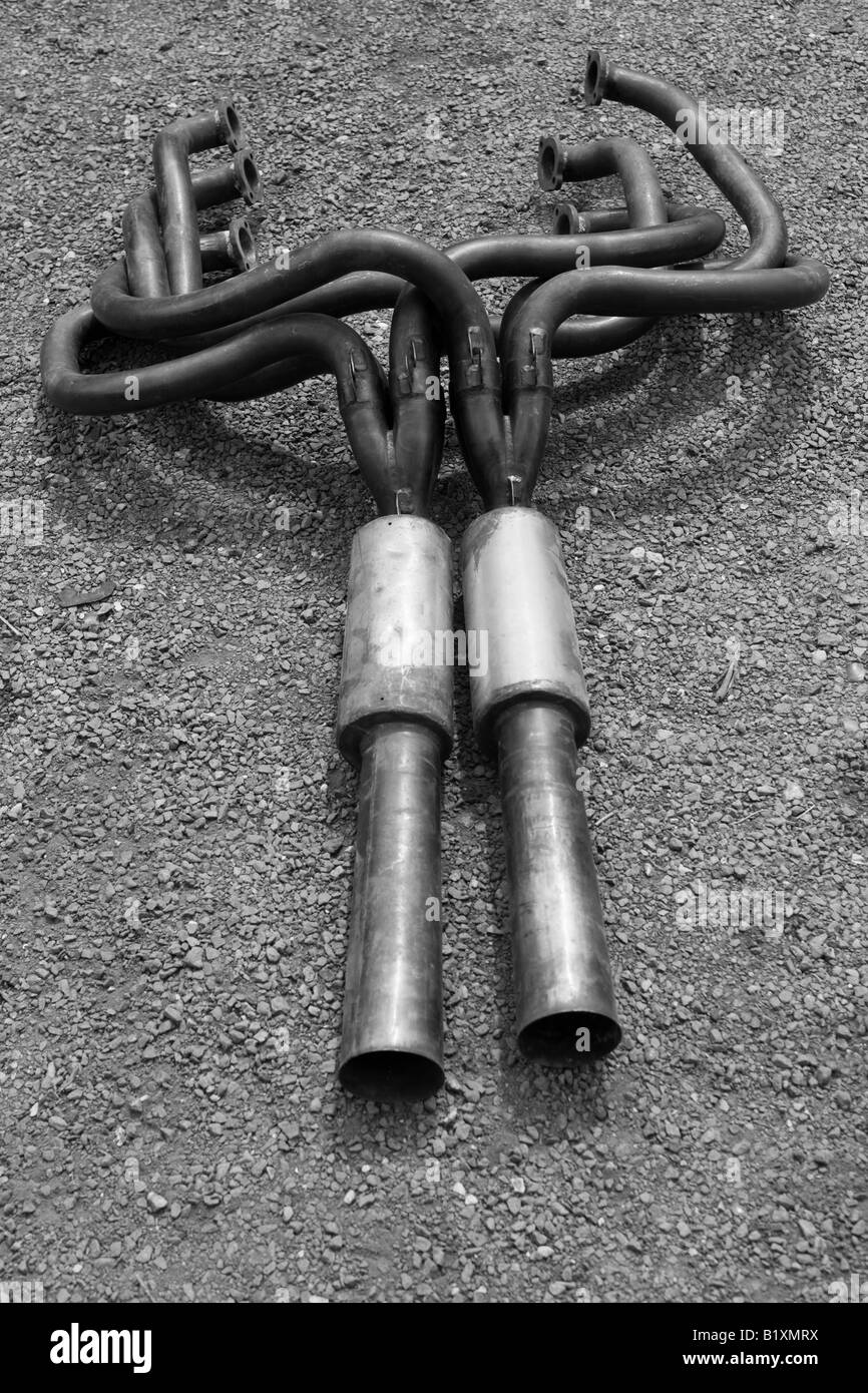 Exhaust Pipe System from Ford GT40 PO1085 Classic Sports Car Stock Photo