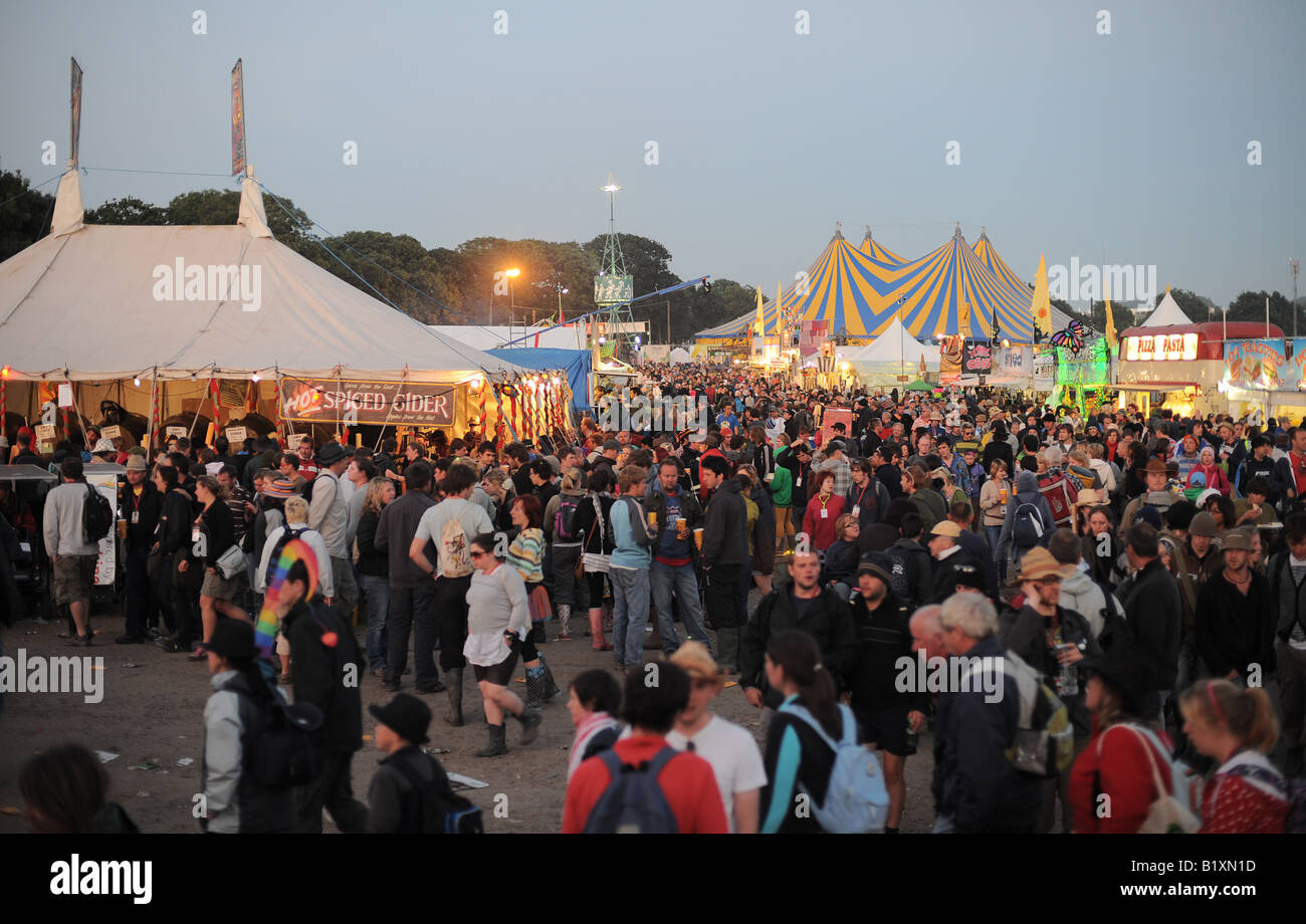 Glastonbury festival site The cider bus Stock Photo Alamy