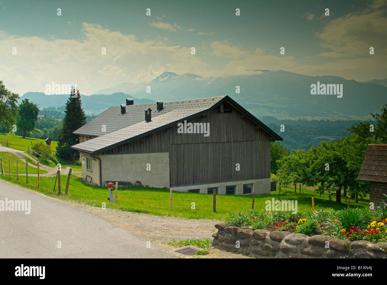 Alpine scene, near village of Langenegg, district of Bregenzerwald, Vorarlberg region, Austria Stock Photo
