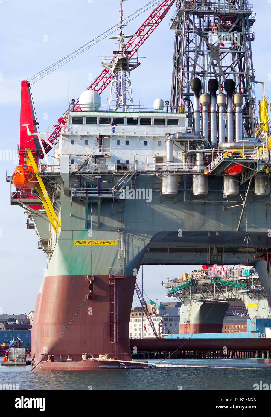 Oil rig at dock Stock Photo - Alamy